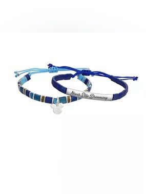 Disney Unwritten ‘Never Stop Dreaming' Blue Adjustable Bracelet Duo Set, 2 PCs